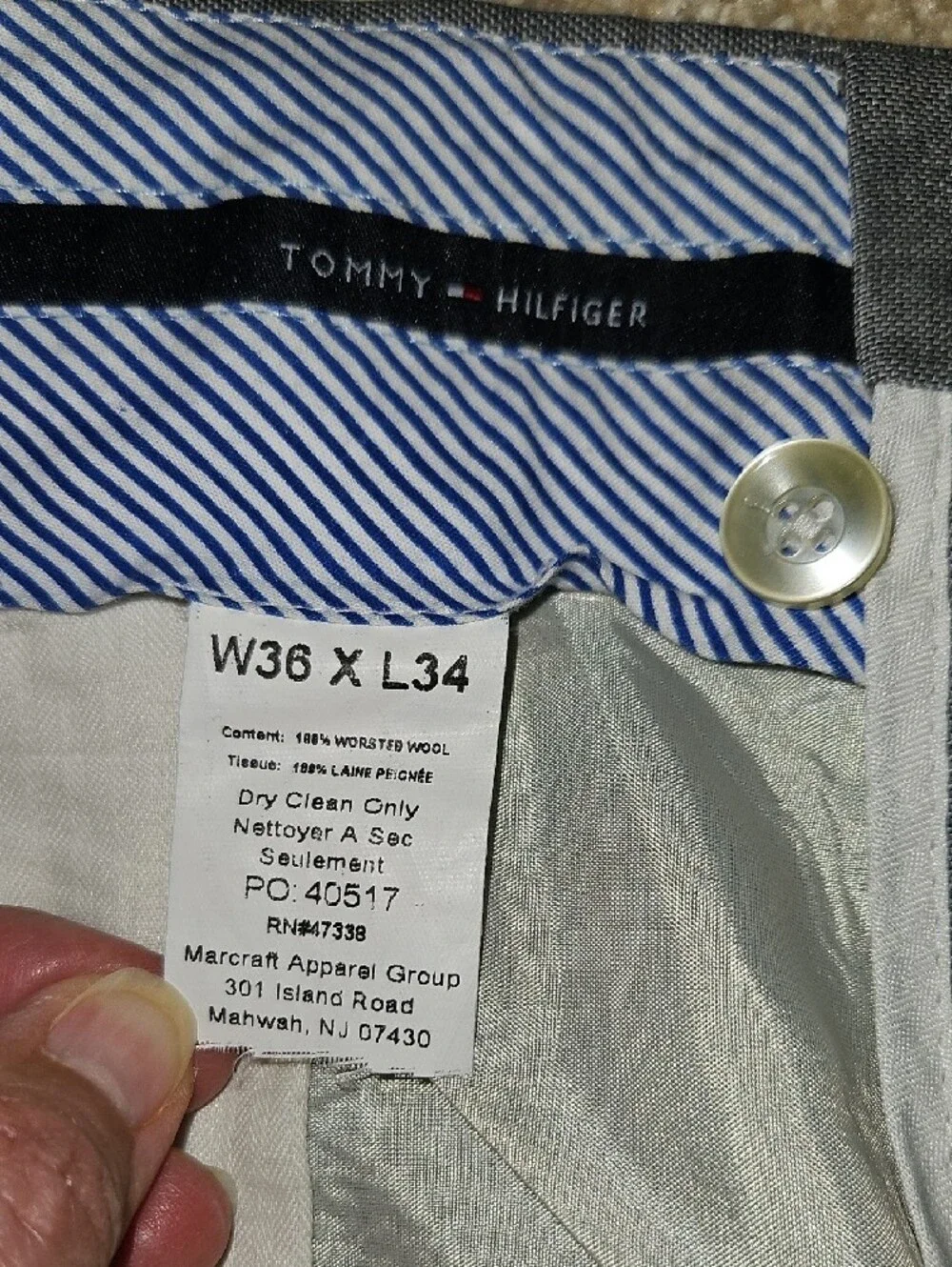 Tommy Hilfiger Size W36xL34 Men's Light Grey Dress Pants